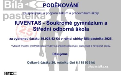 🤍🖍️Žáci Iuventas vybrali ve sbírce Bílá pastelka téměř 40 000 Kč